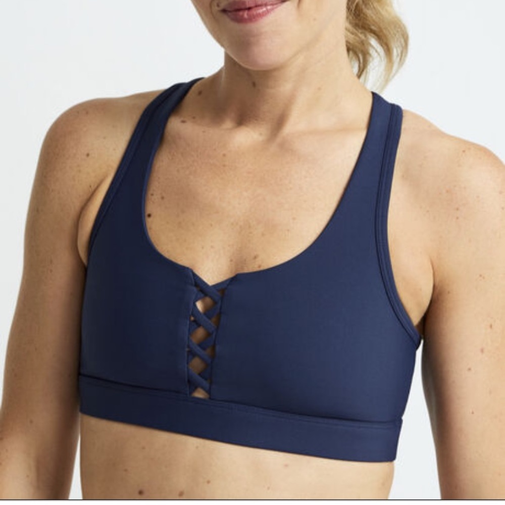 Soul by SoulCycle Lace Up Sport Bra Navy Medium:)